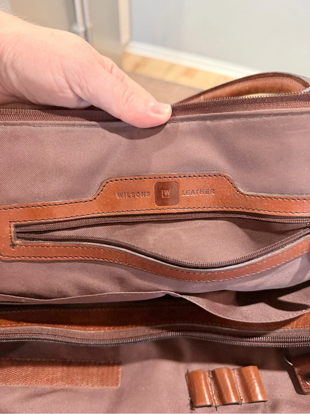 Wilsons Leather Brown Leather Laptop Bag with Shoulder Strap